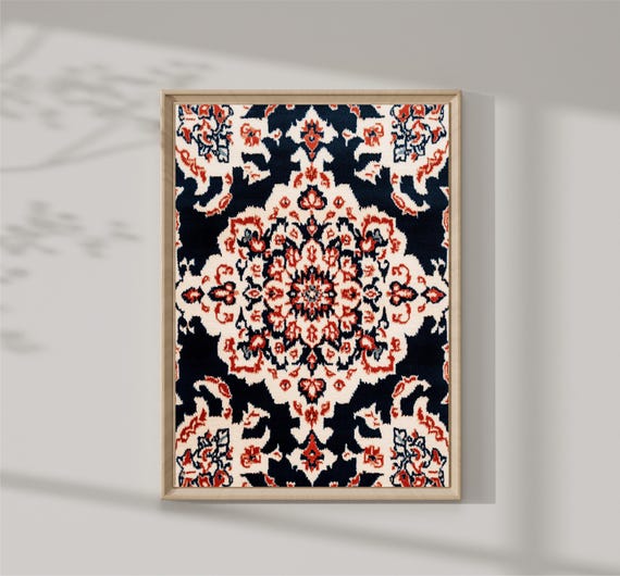 Vintage Textile Wall Art Antique Tapestry Print Modern Farmhouse Eclectic Art Print Wall Decor