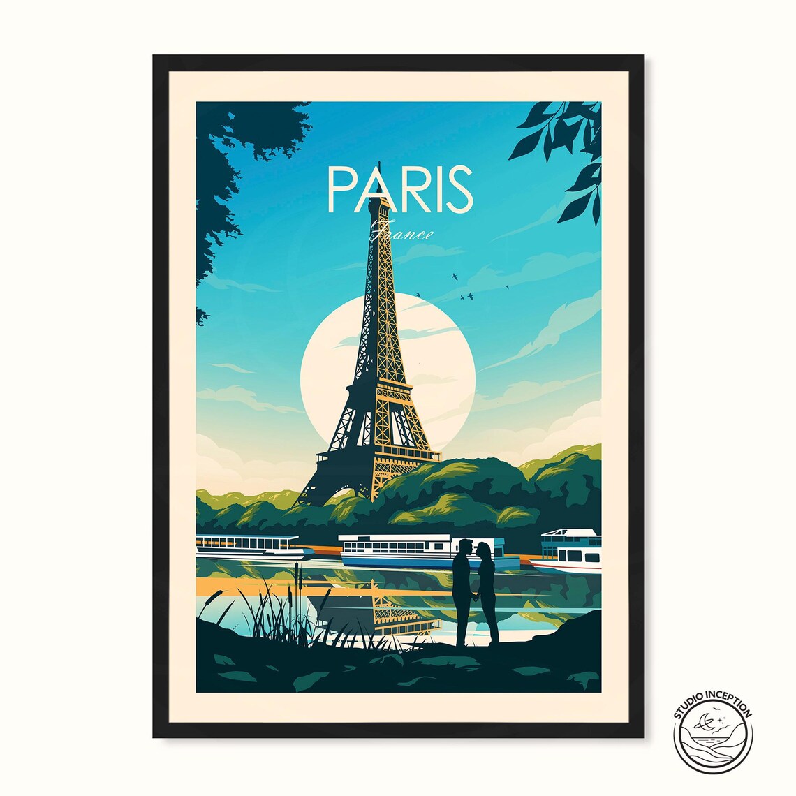 Paris Travel Poster, Eiffel Tower Wedding Gift