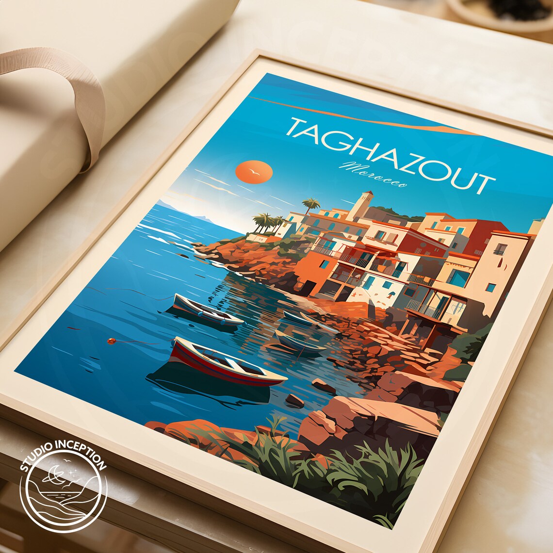 Taghazout Morocco Surf Town Fishing Boats Atlantic Coast Poster - Image 2