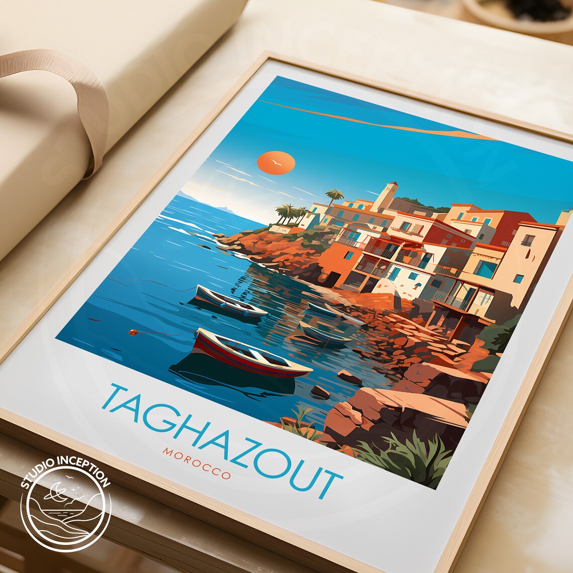 Taghazout Morocco Travel Poster, Africa Fishing Village - Image 3