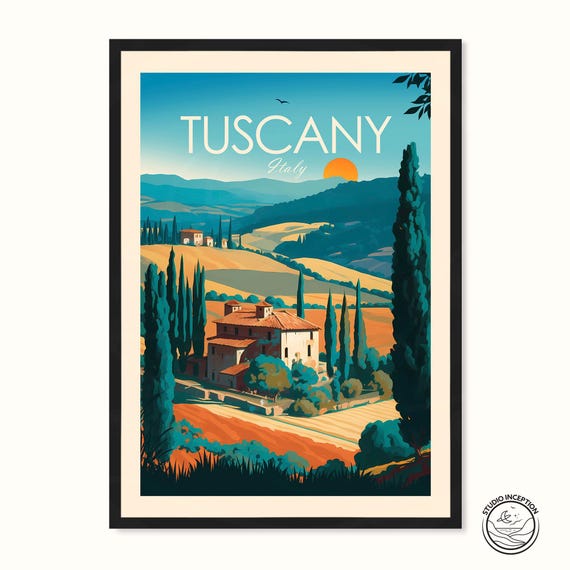 Tuscany Travel Poster, Italy Travel Poster Print