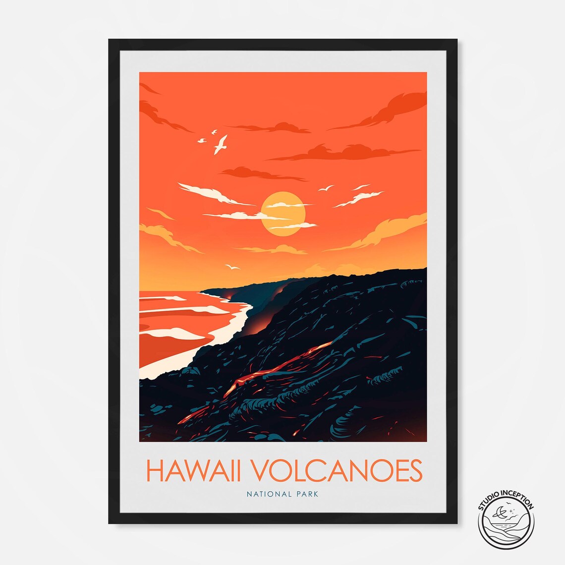 Hawaii Volcanoes National Park Travel Poster Art Print