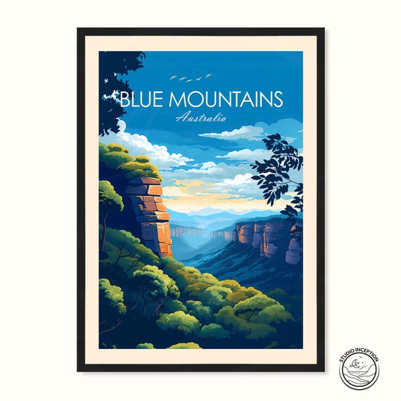 Blue Mountains Australia Travel Poster Art Print