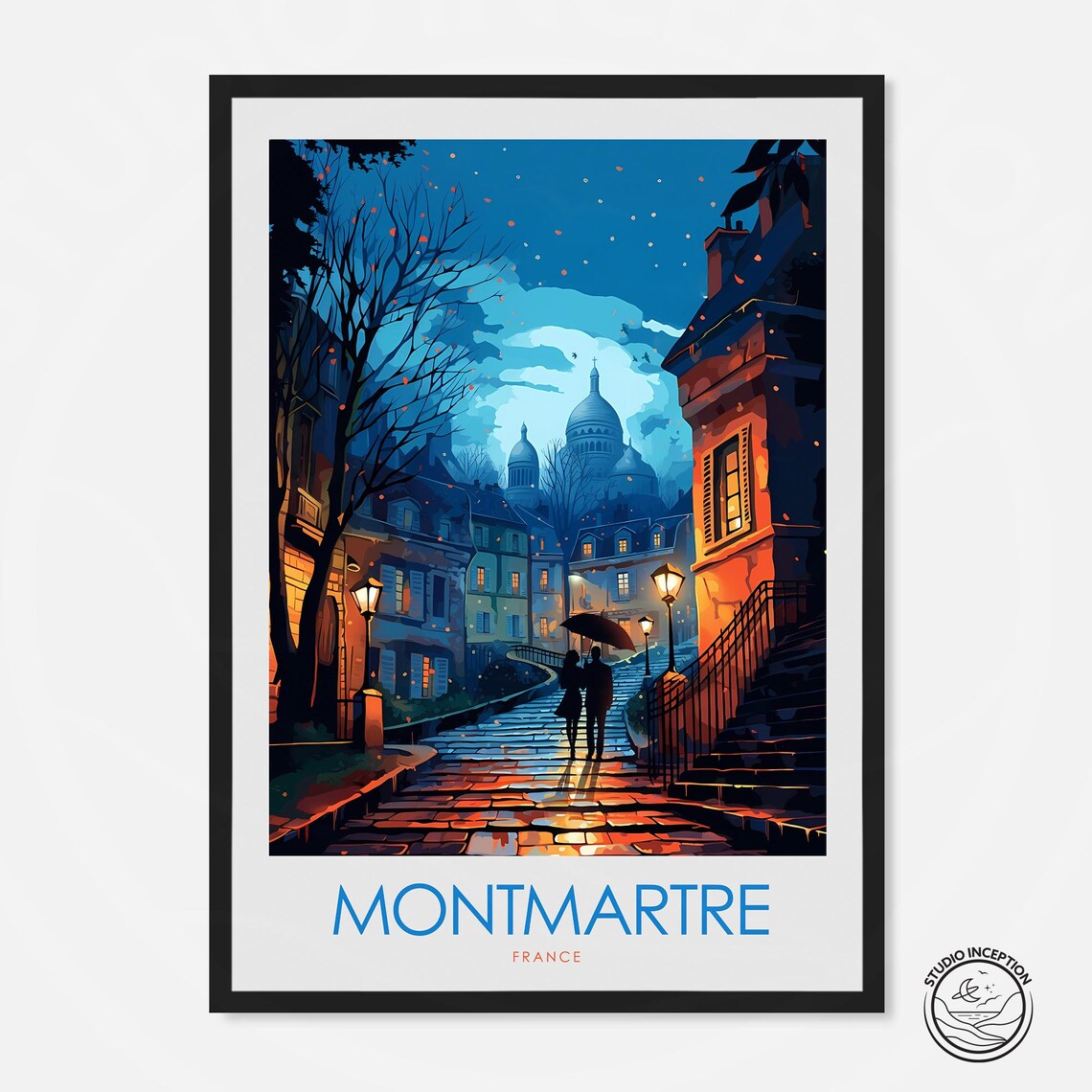 Montmartre Travel Poster, Paris Wall Art Print