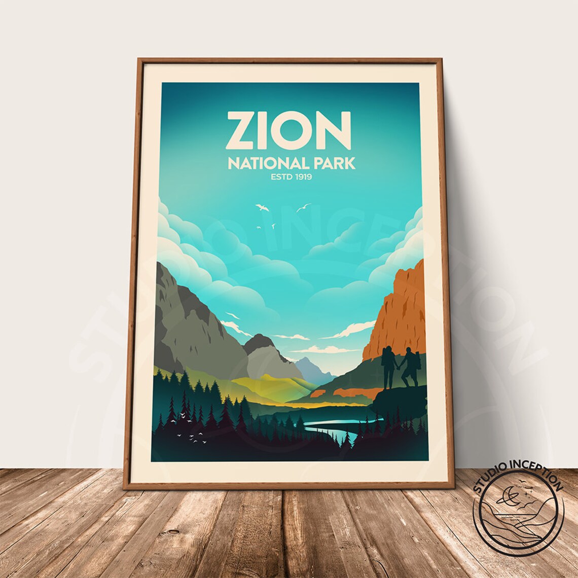 Zion Vintage Travel Poster, Minimalist Nature Print - Image 3