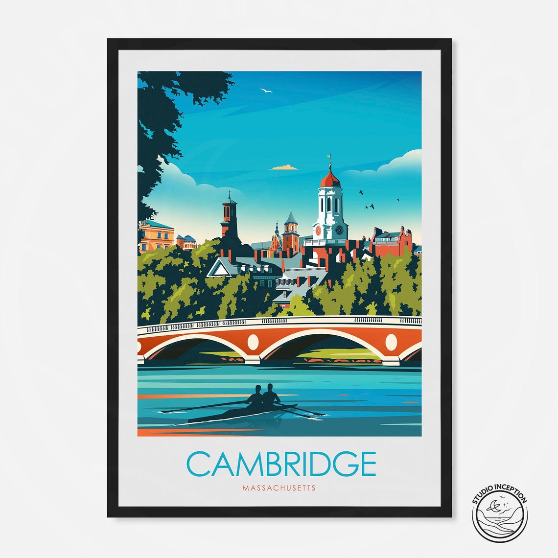 Cambridge Massachusetts Harvard Rowing on the Charles River Poster