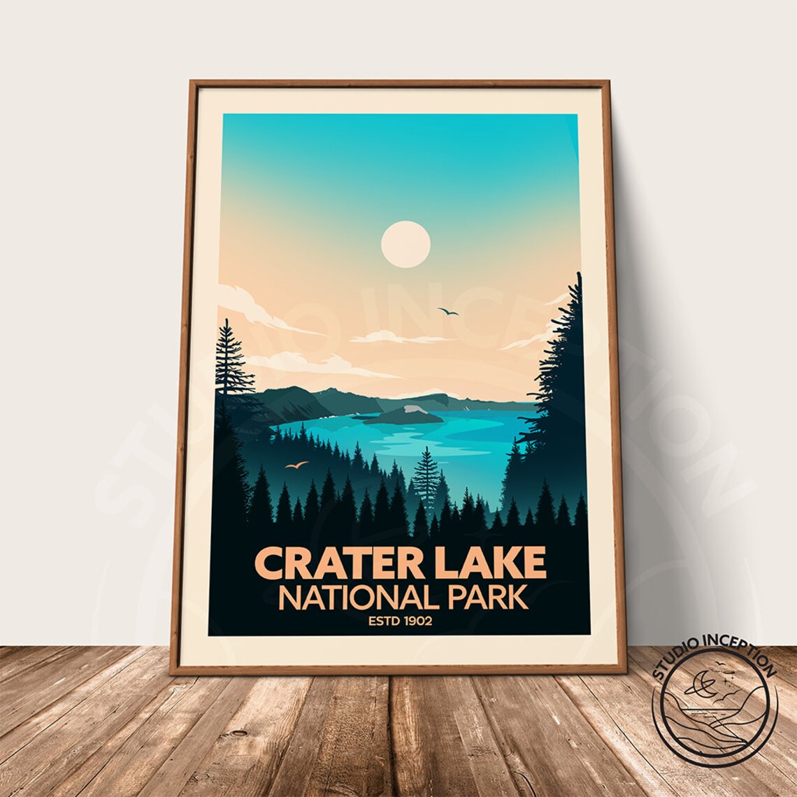 Crater Lake Established 1902 Travel Poster Art Print - Image 3