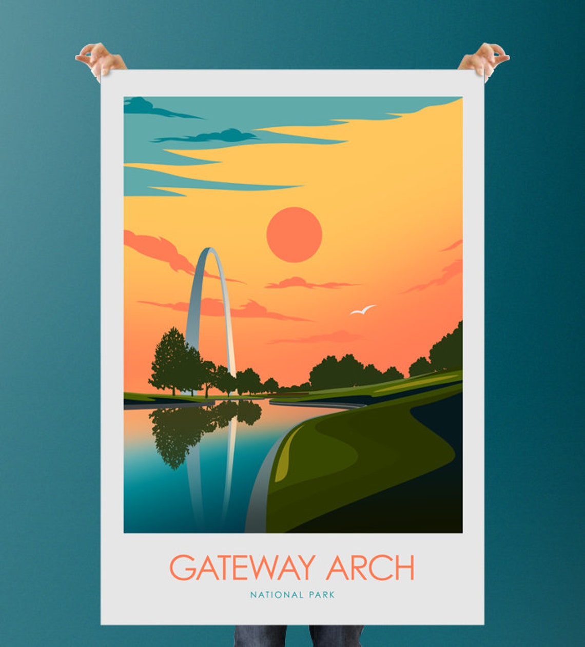 Gateway Arch St Louis Sunset Skyline National Park Travel Poster - Image 2