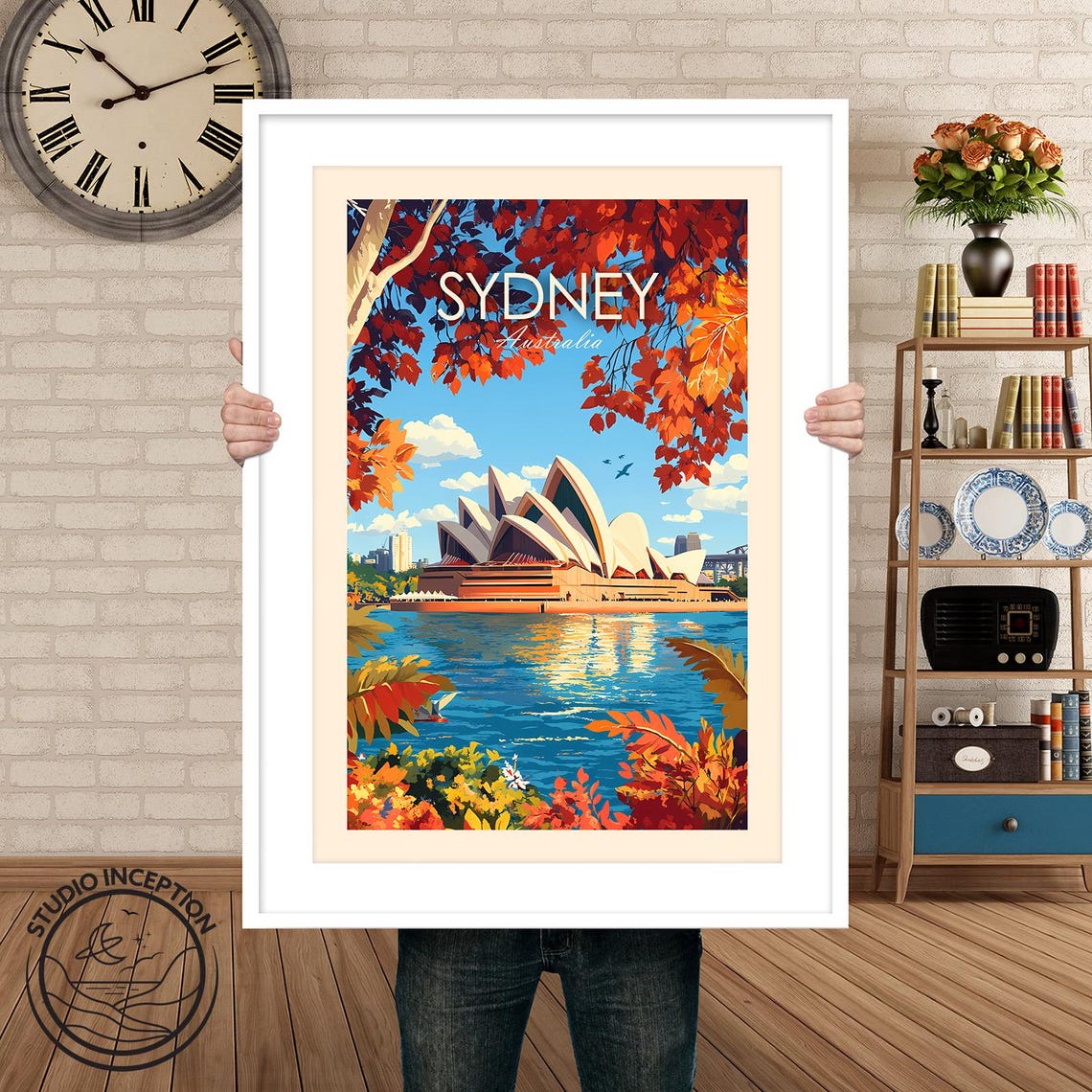 Sydney Opera House Harbour Golden Sunset Vintage Travel Poster - Image 3