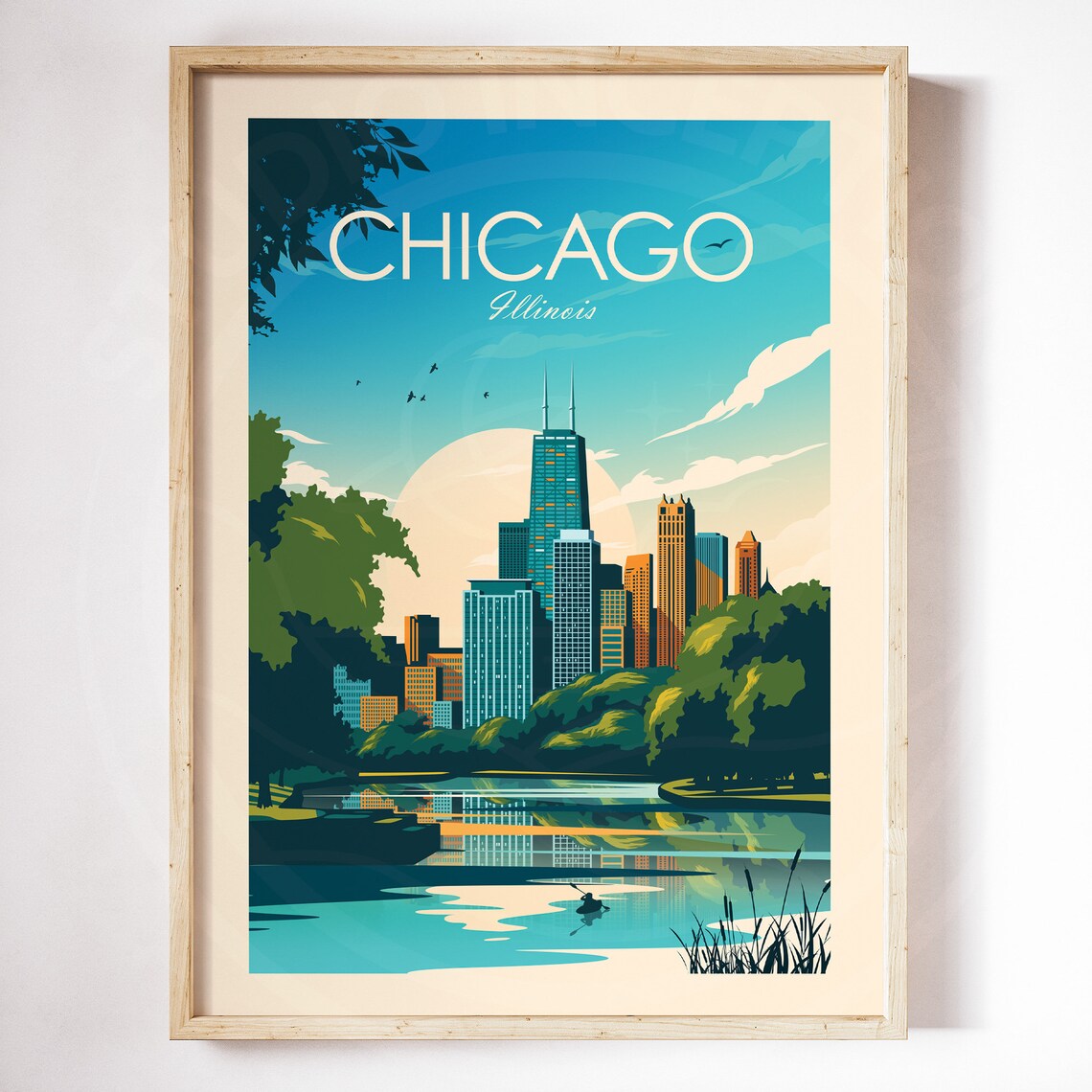 Chicago Skyline Travel Poster, Illinois Wall Art - Image 2