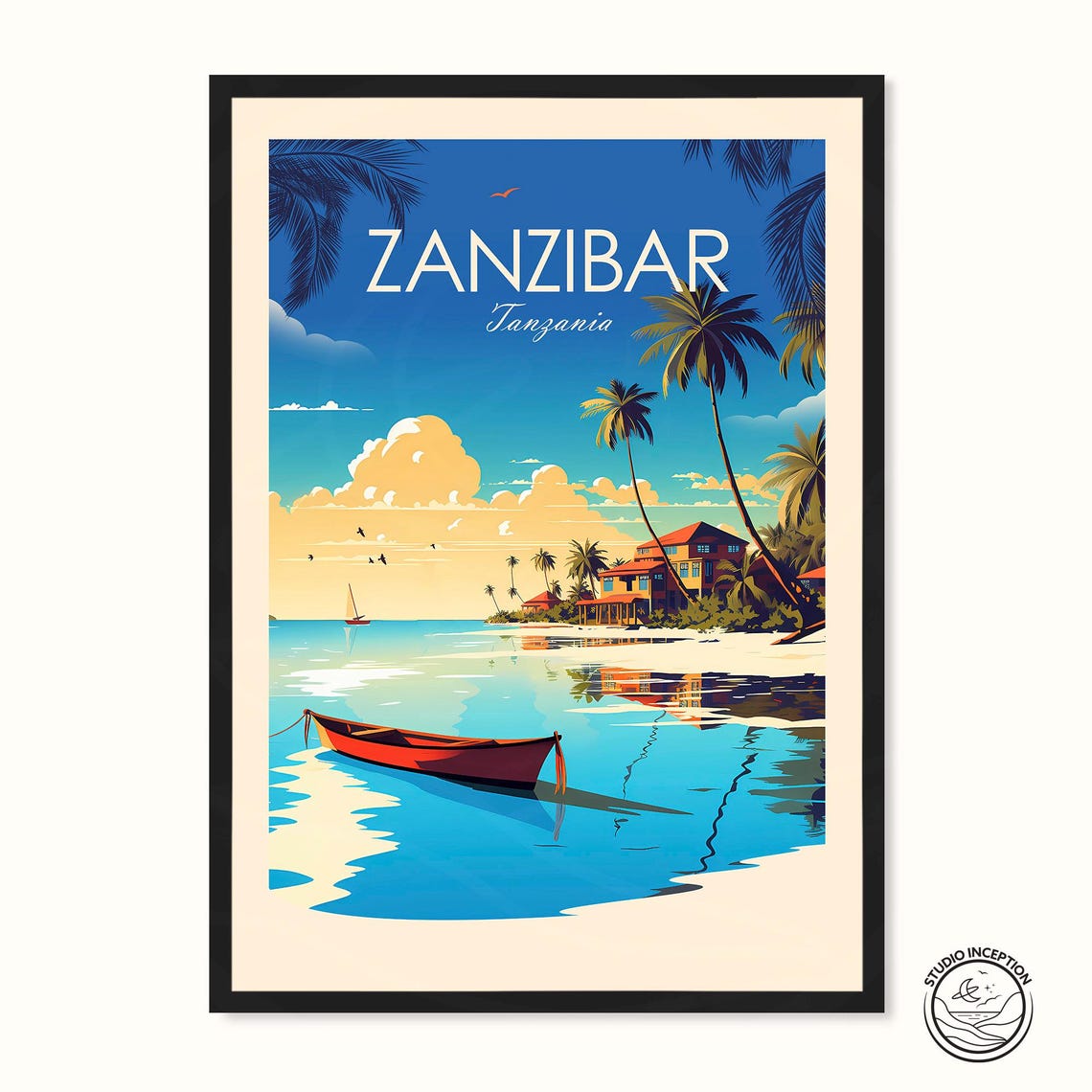 Zanzibar Print Tanzania Travel Poster Africa Wall Art Living Room Decor Personalised Travel Art Framed Travel Prints By Studio Inception