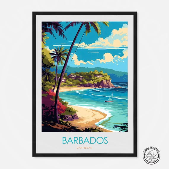 Barbados Caribbean Travel Poster Print Barbados Wall Art Wall Hanging Home Decor Barbados Gift Travel Gift Birthday Wedding Gift