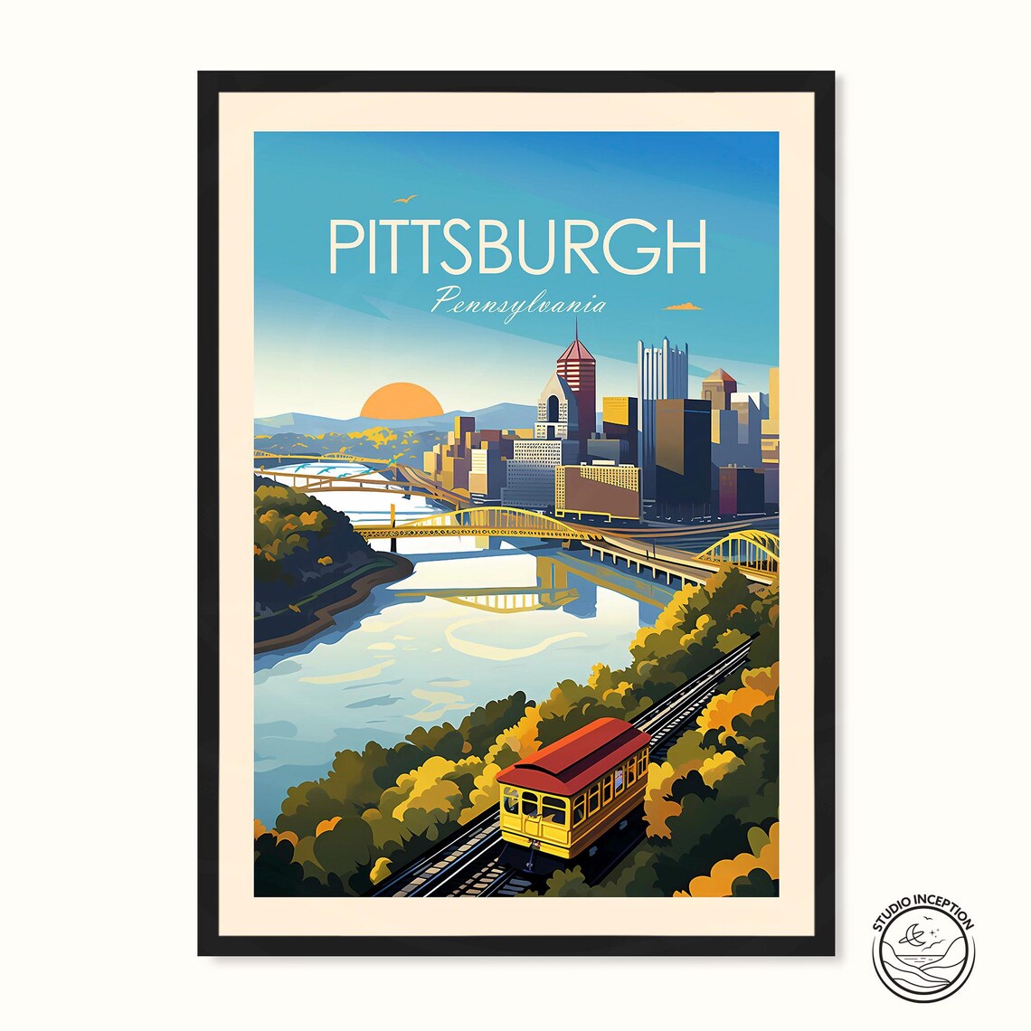 Pittsburgh Ohio Wall Hanging Travel Poster