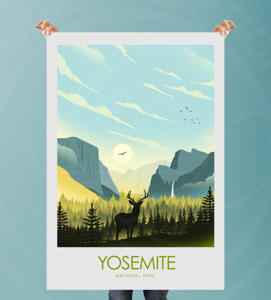Yosemite Minimalist Travel Poster, National Park Art Print - Image 2