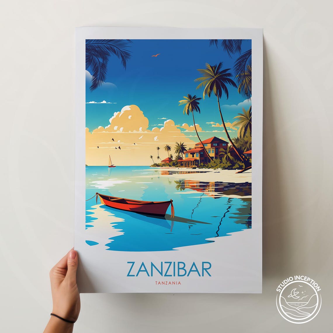 Zanzibar Art Print Tanzania Travel Art Africa Wall Art Zanzibar Painting Custom Travel Art Framed Travel Prints African Travel Gift - Image 2