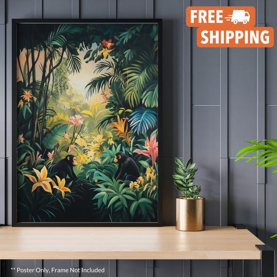 Henri Rousseau Jungle Poster, Tropical Decor