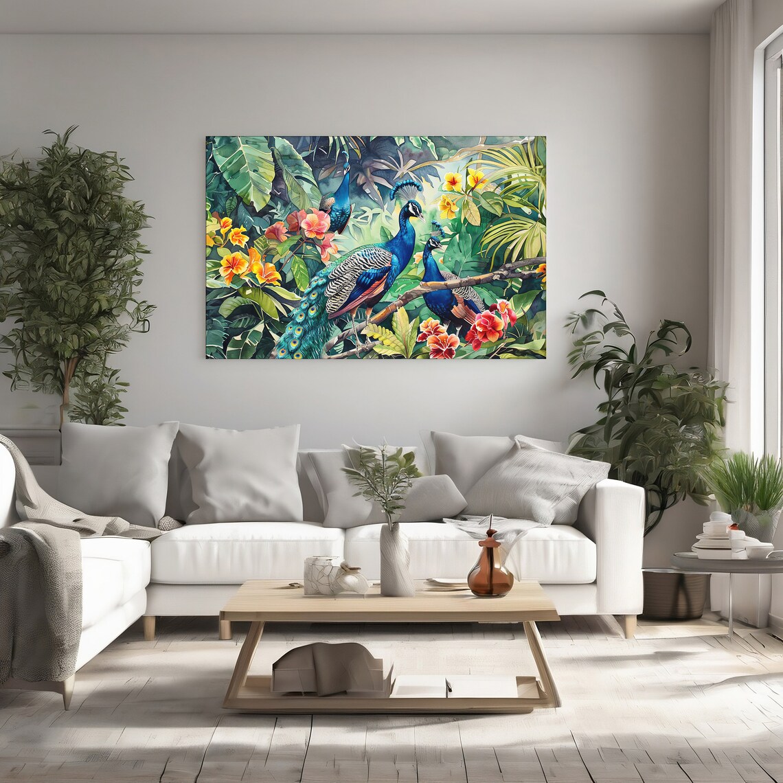 Peacocks in Nature, Victorian Style Exotic Bird Art Print - Image 2