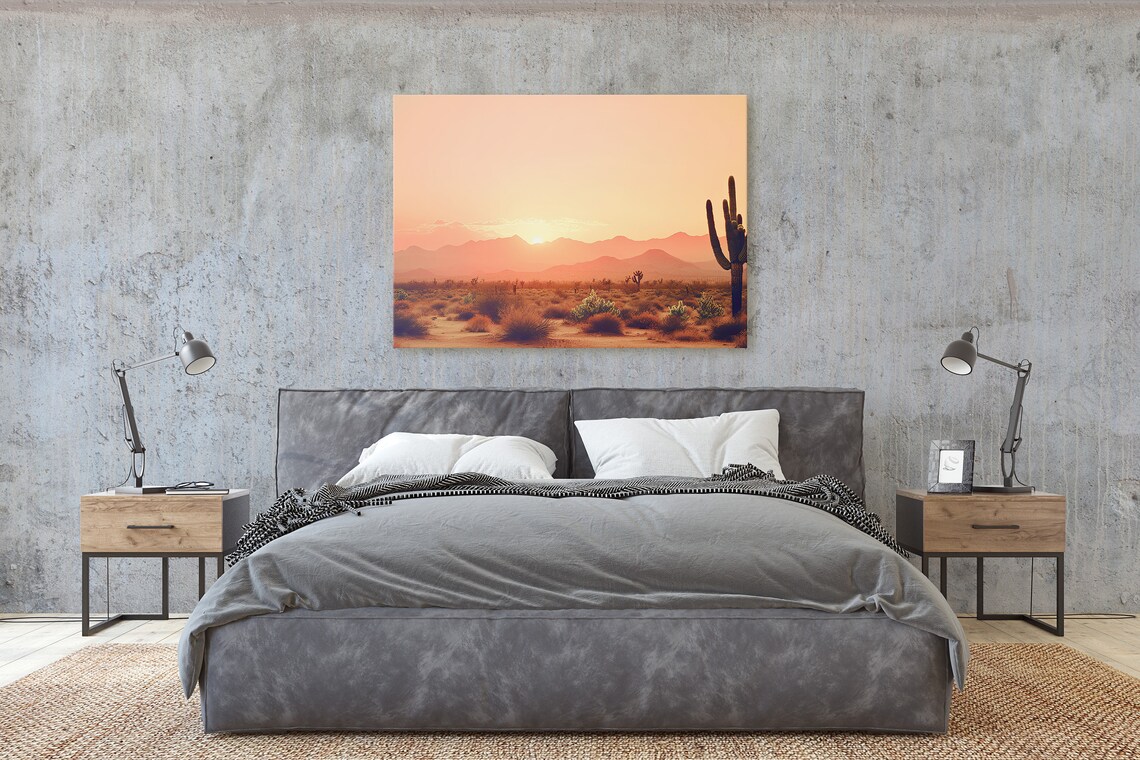 Desert Cactus Sunset Landscape Travel Poster - Image 2
