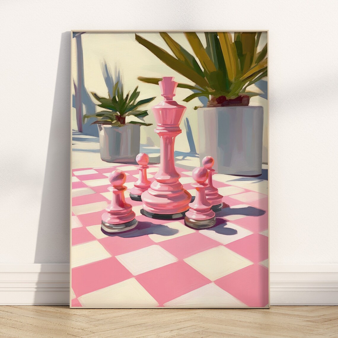 Preppy Pink Chess Pieces Art Print, Retro Aesthetic - Image 5