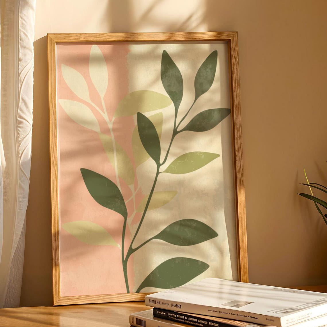 Botanical Sage Green Wall Art Print Minimalist Japandi Boho Decor