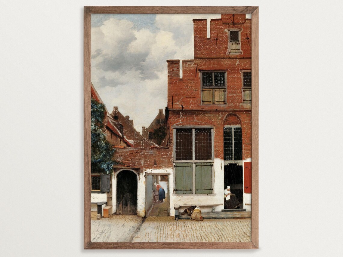 Vermeer-Inspired Delft Street Scene, Vintage Art Print