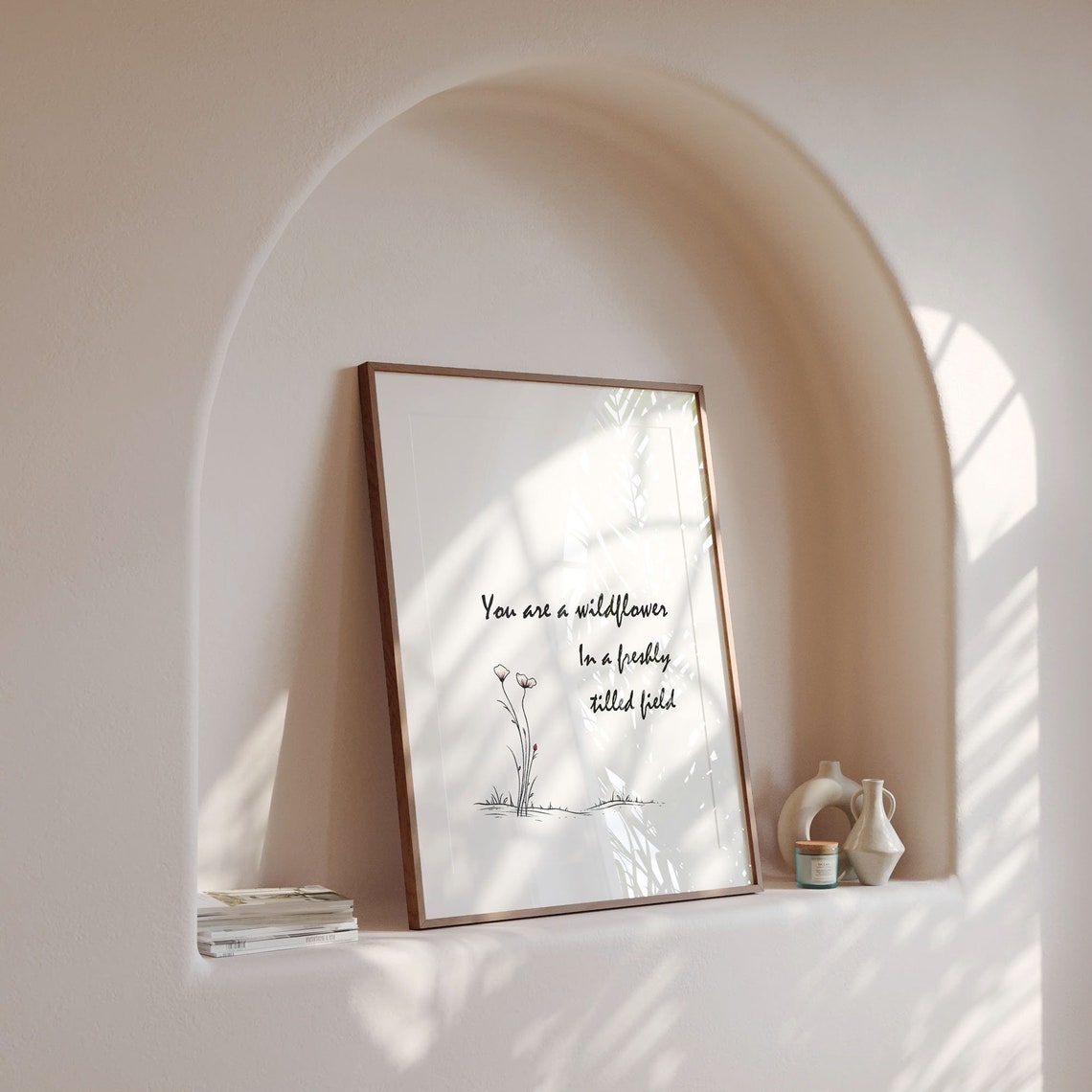 You Are a Wildflower Quote Minimalist Botanical Line Art Print - Image 6