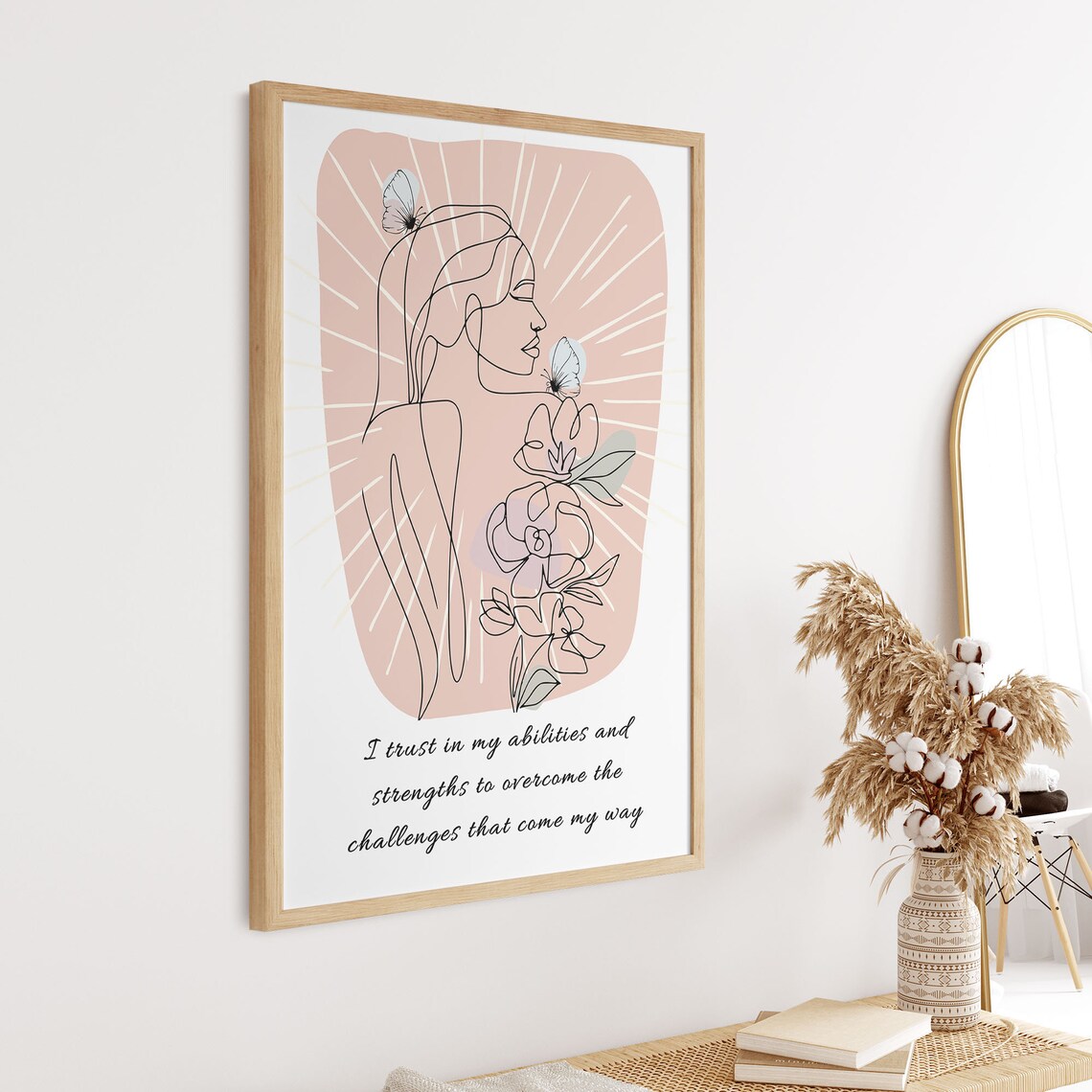 Trust Your Strengths Self Belief Boho Line Art Woman Wall Print - Image 2