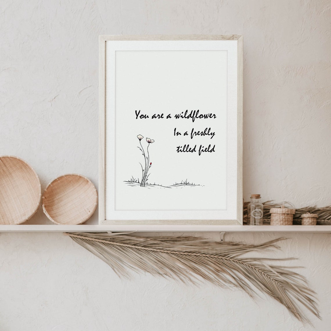 You Are a Wildflower Quote Minimalist Botanical Line Art Print - Image 5