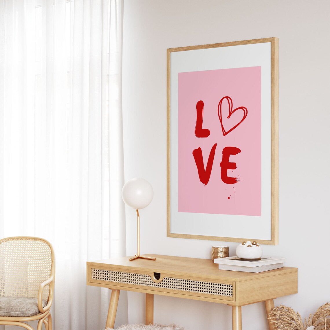 Love Typography Pink Preppy Valentine Room Decor Heart Poster - Image 6