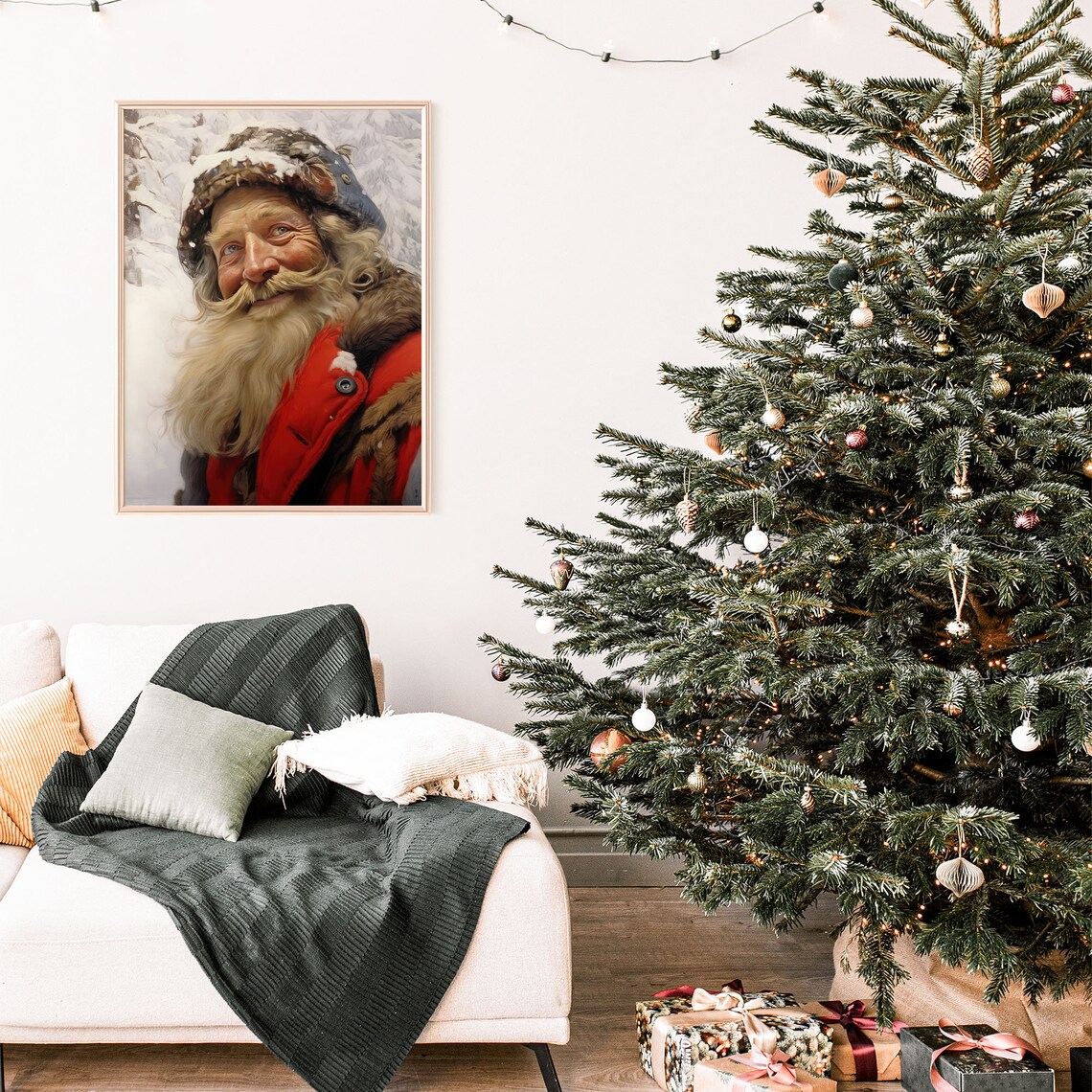 Santa Claus Portrait Snowy Woods Vintage Father Christmas Poster - Image 2