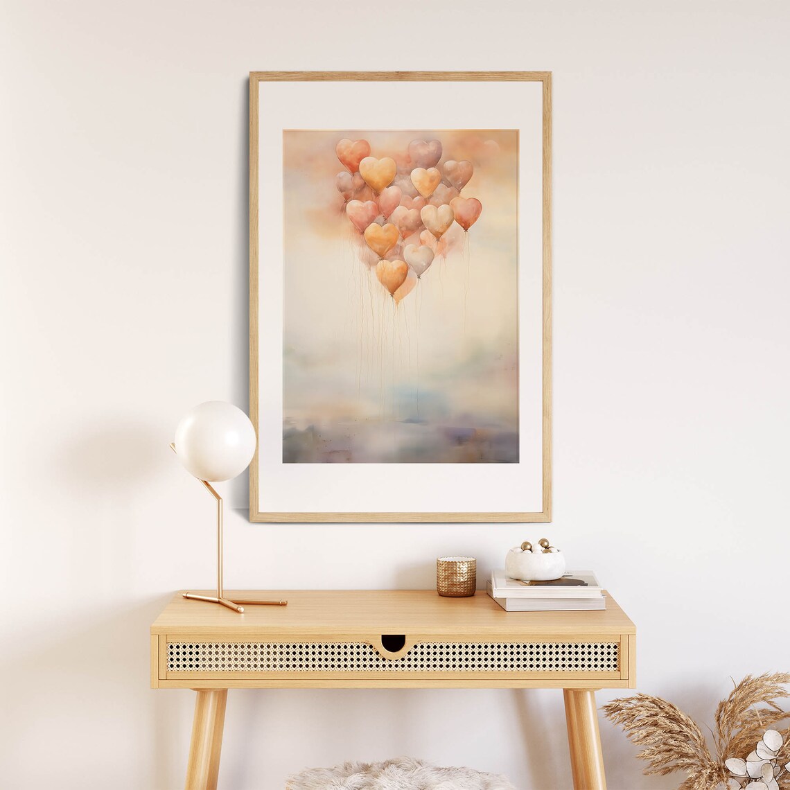 Heart Balloons Neutral Watercolor Valentine Love Wall Poster - Image 5