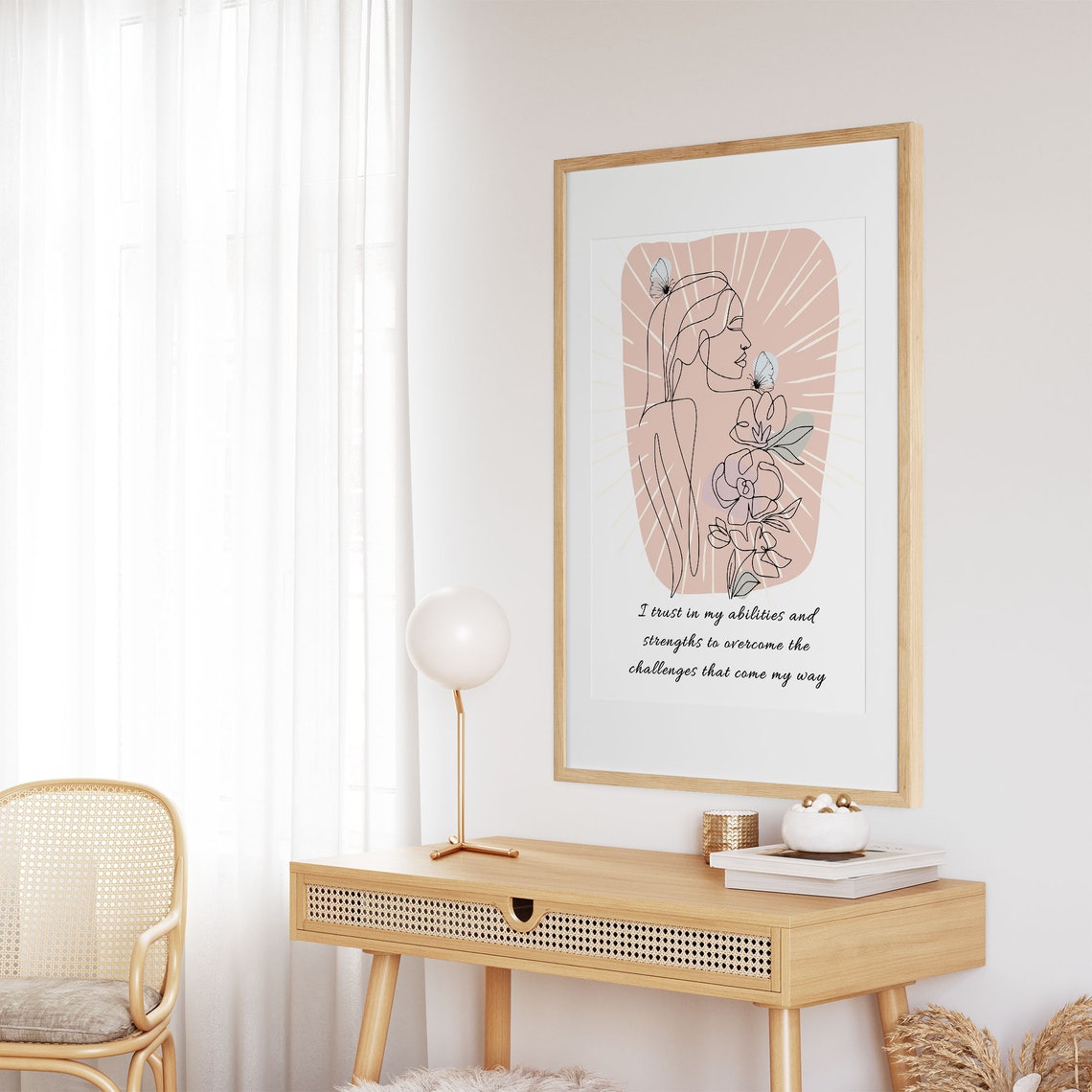 Trust Your Strengths Self Belief Boho Line Art Woman Wall Print - Image 7