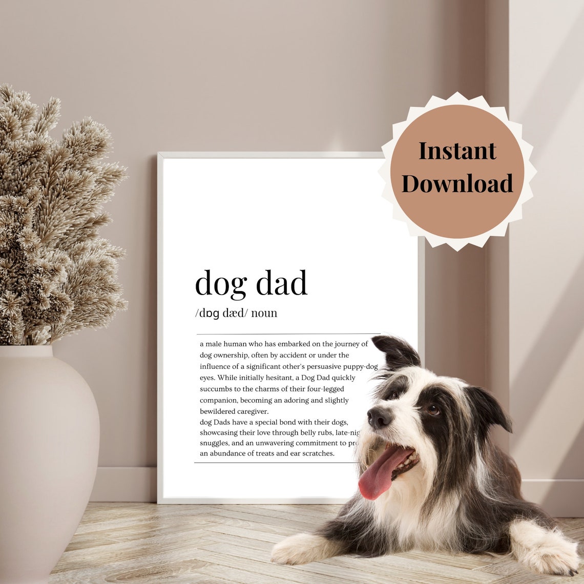 Dog Dad Definition Funny Fathers Gift For Dog Dads Art Poster