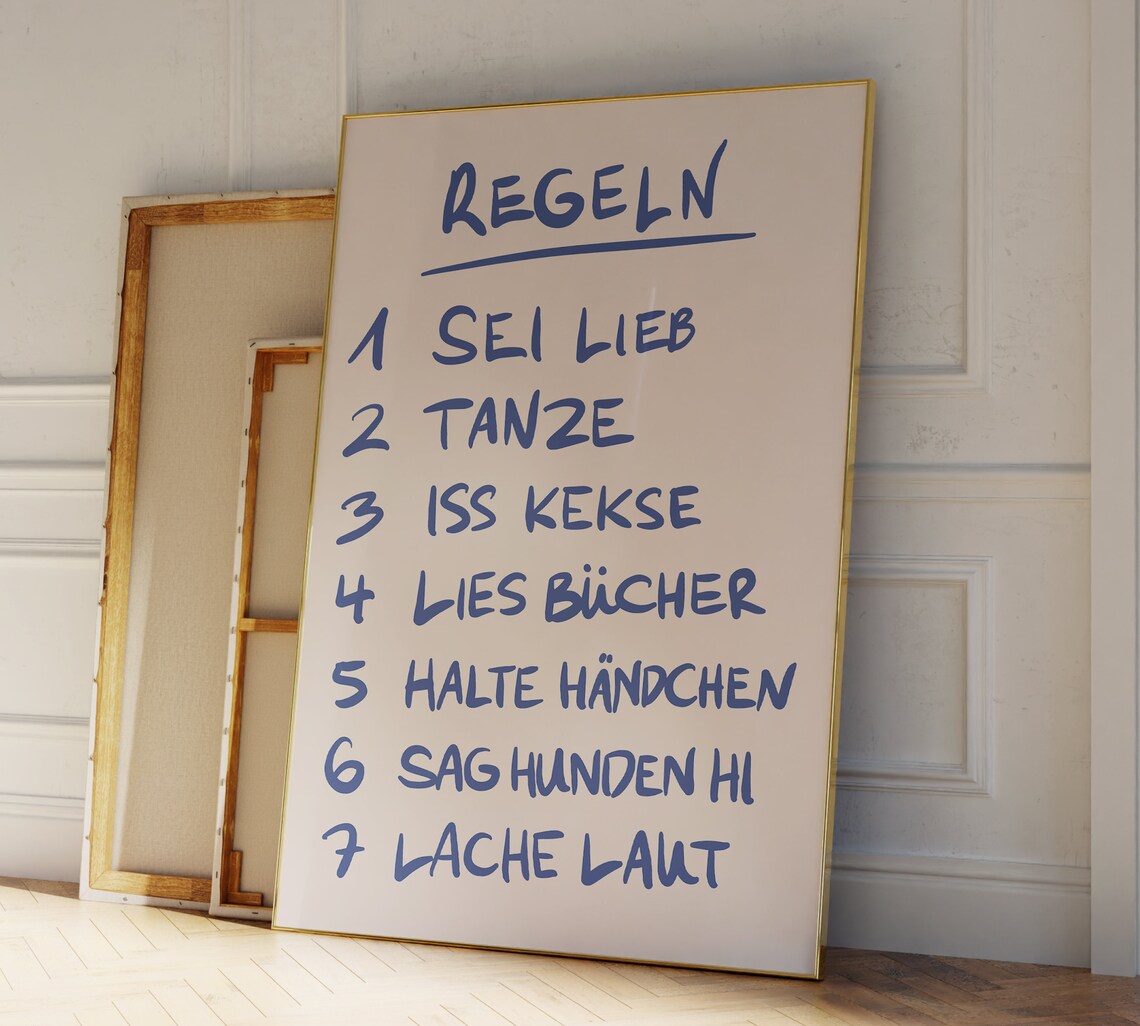 Regeln Retro Wall Art, House Rules Art Print