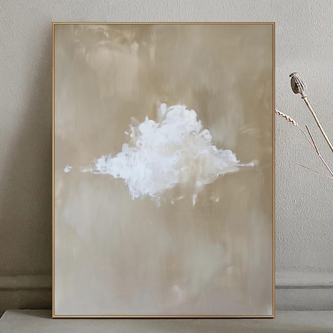 White Cloud Wall Art Large Original White Cloud Abstract Painting On Textured Wall Art White Cloud Sky Painting For Bedroom Wall Art