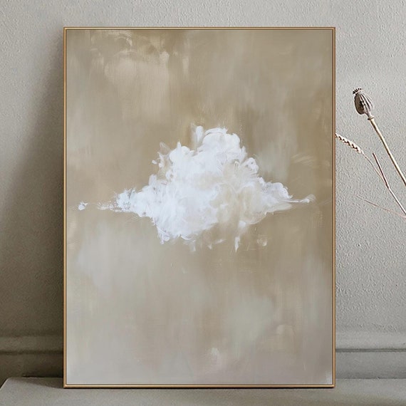 White Cloud Wall Art Large Original White Cloud Abstract Painting On Textured Wall Art White Cloud Sky Painting For Bedroom Wall Art