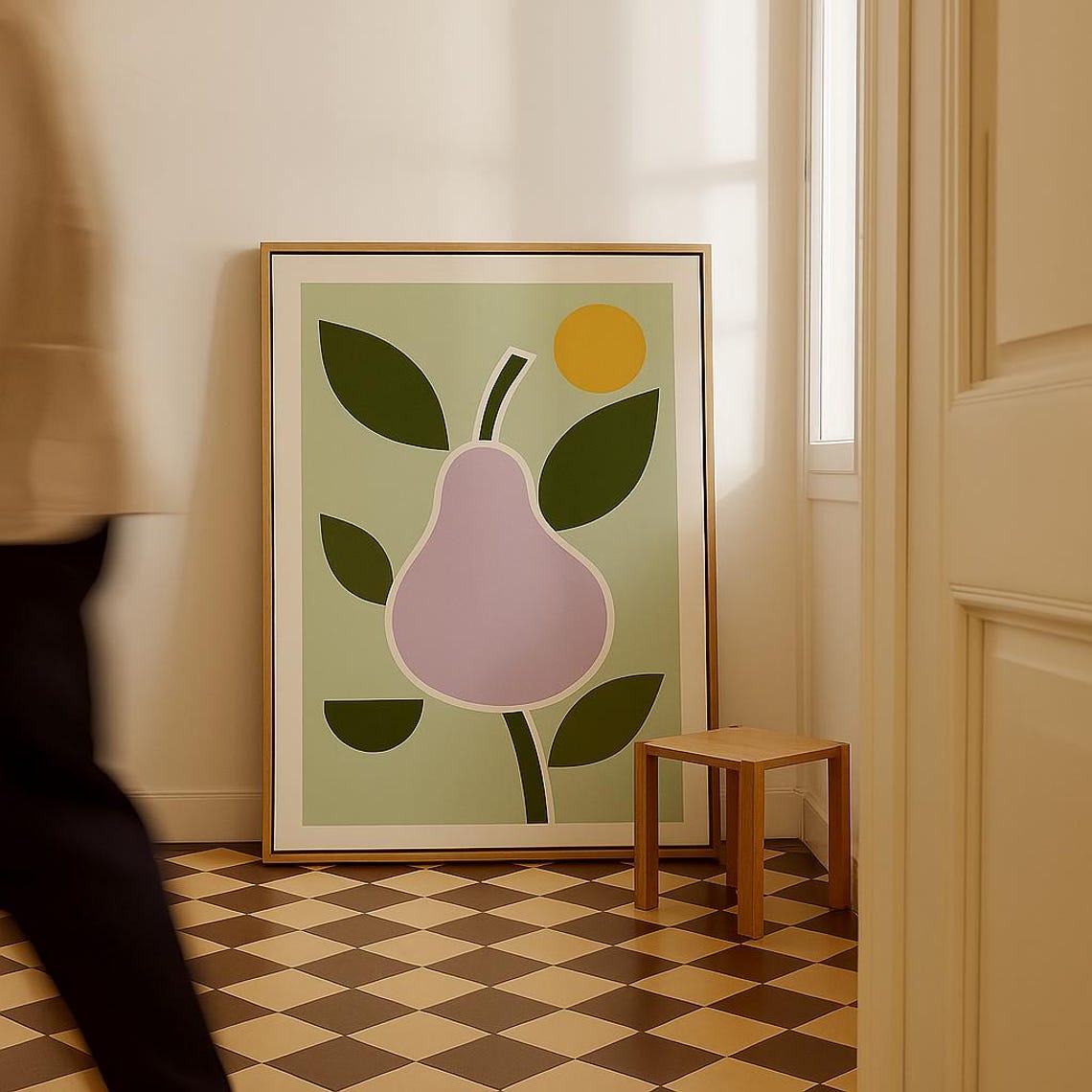 Lavender Purple Pear Geometric Fruit Pastel Minimalist Art Poster