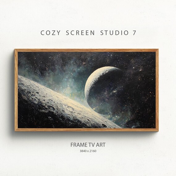 Moon Frame Tv Art Outer Space Painting Wallpaper