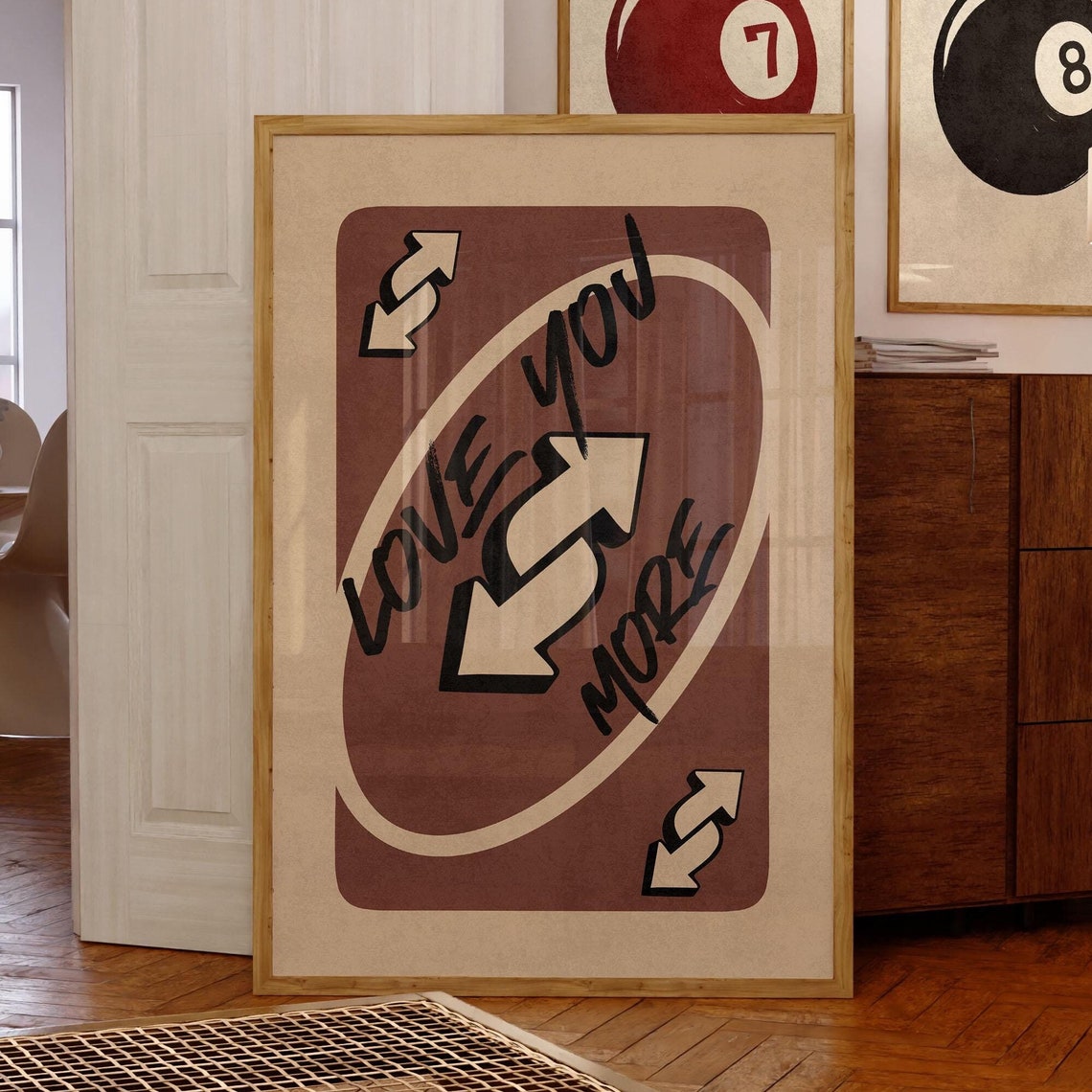 Love You More UNO Reverse Card Game Retro Trendy Wall Poster