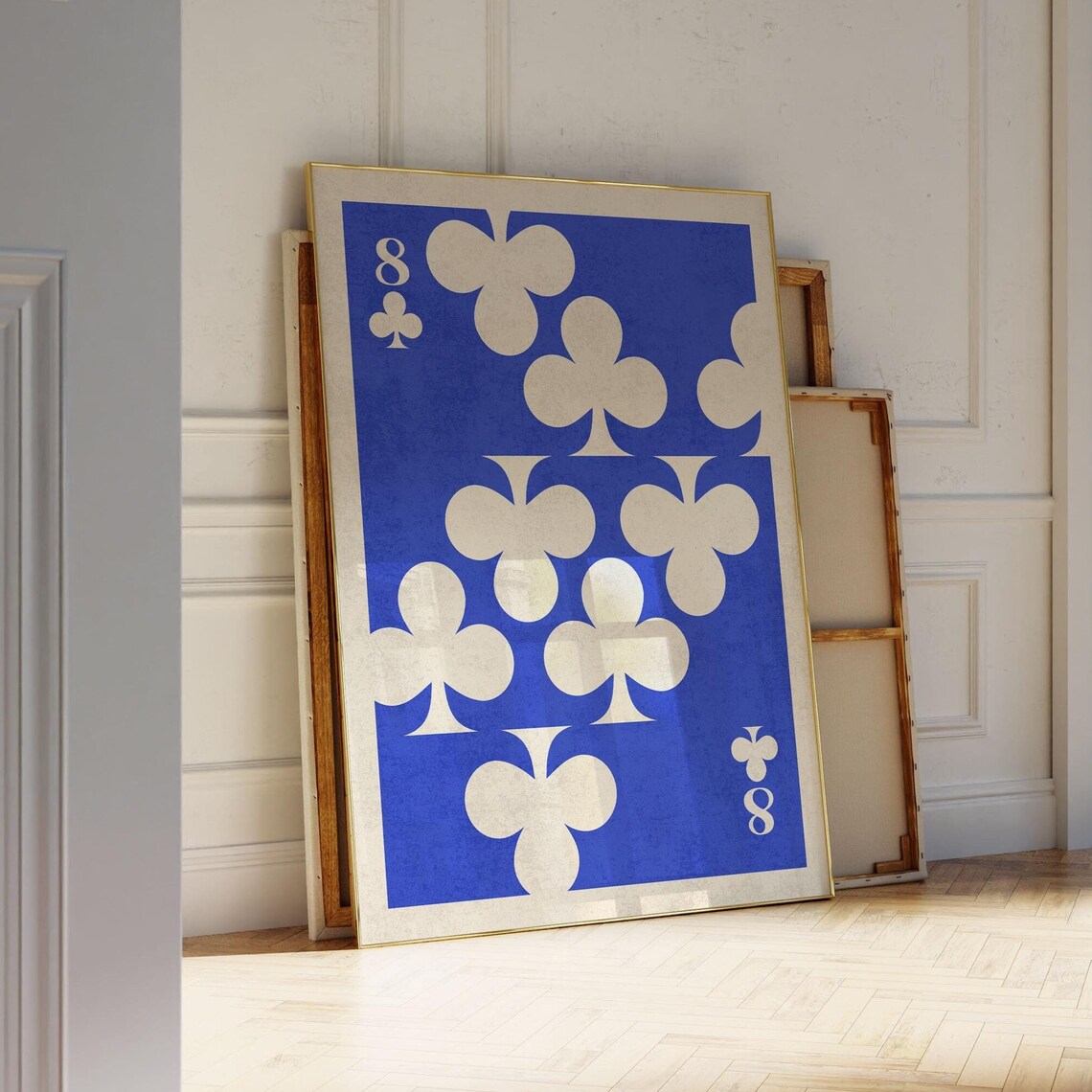 8 Of Clubs Retro Playing Card Poster, Modern Decor