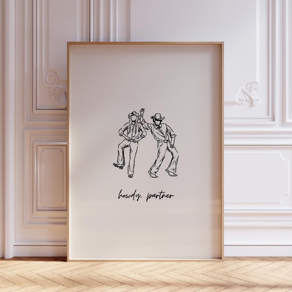 Howdy Partner Cowboy Poster Print Vintage Cowboy Wall Art Retro Cowgirl Prints Trendy Wall Art Western Wall Art Howdy Print