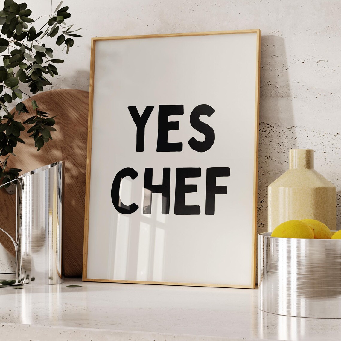 Yes Chef Print Cute Kitchen Wall Art Kitchen Print Trendy Kitchen Poster Minimalistic Kitchen Wall Art Cooking Wall Art