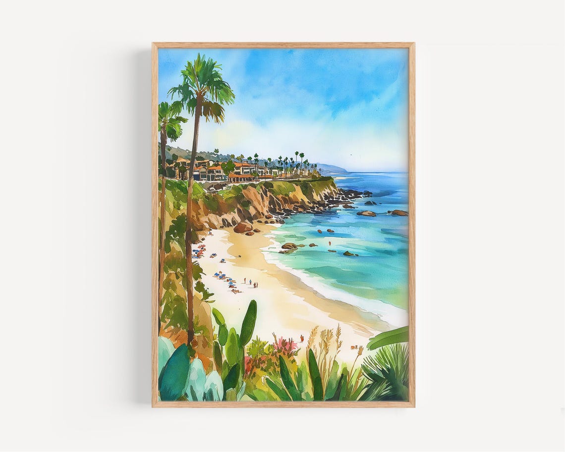 Laguna Beach Watercolor Travel Poster