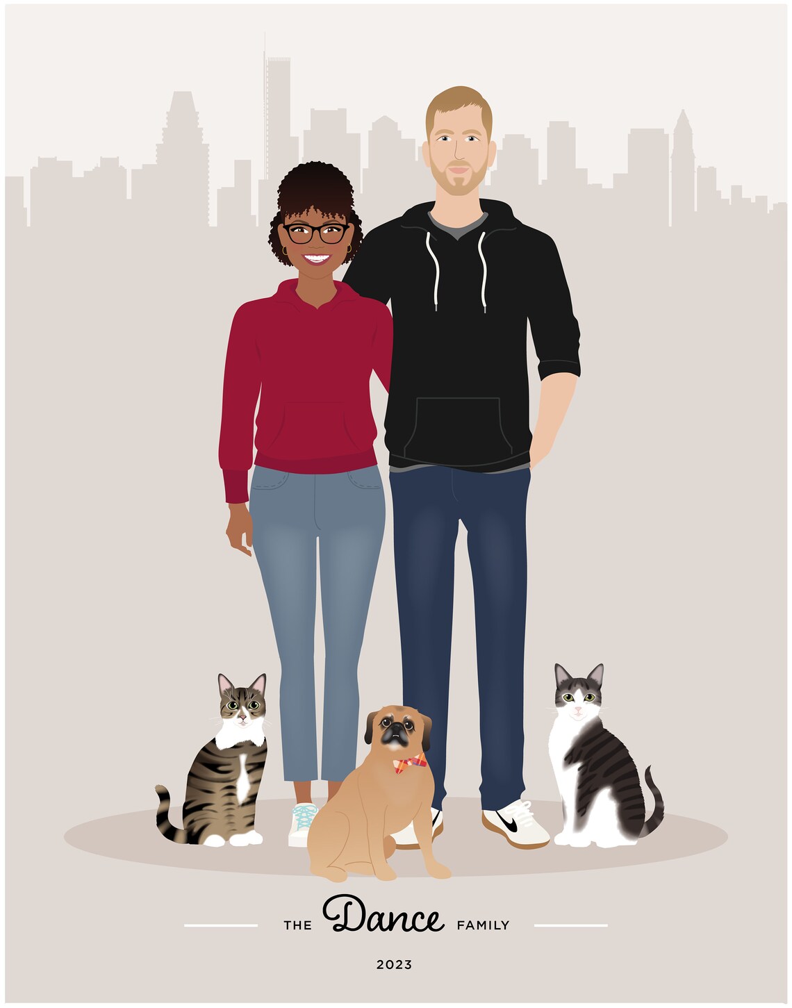 Personalized Couple Portrait, Custom Art Print - Image 3