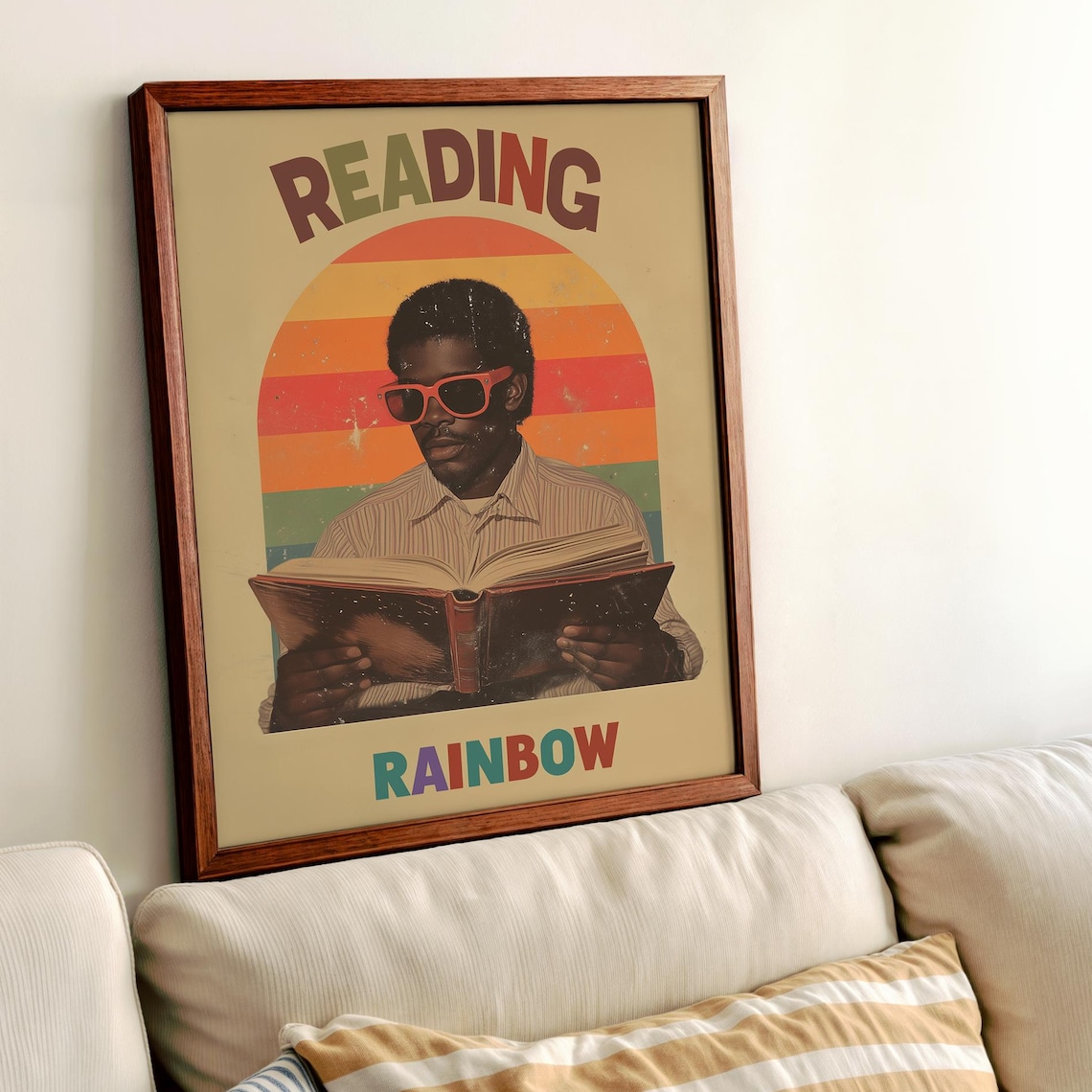 Retro Reading Rainbow Art Print, 90s Nostalgia