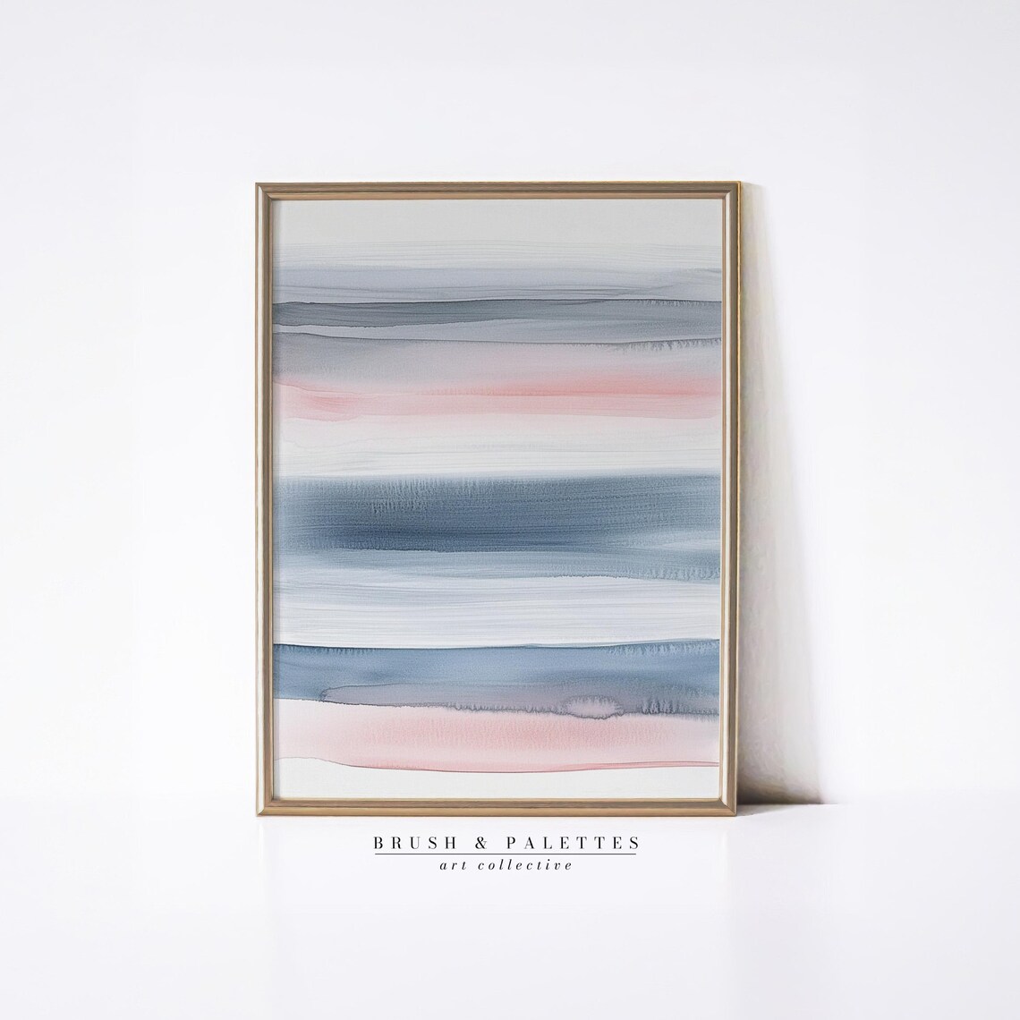 Soft Watercolor Stripes Painting Pastel Blue Pink Abstract Poster