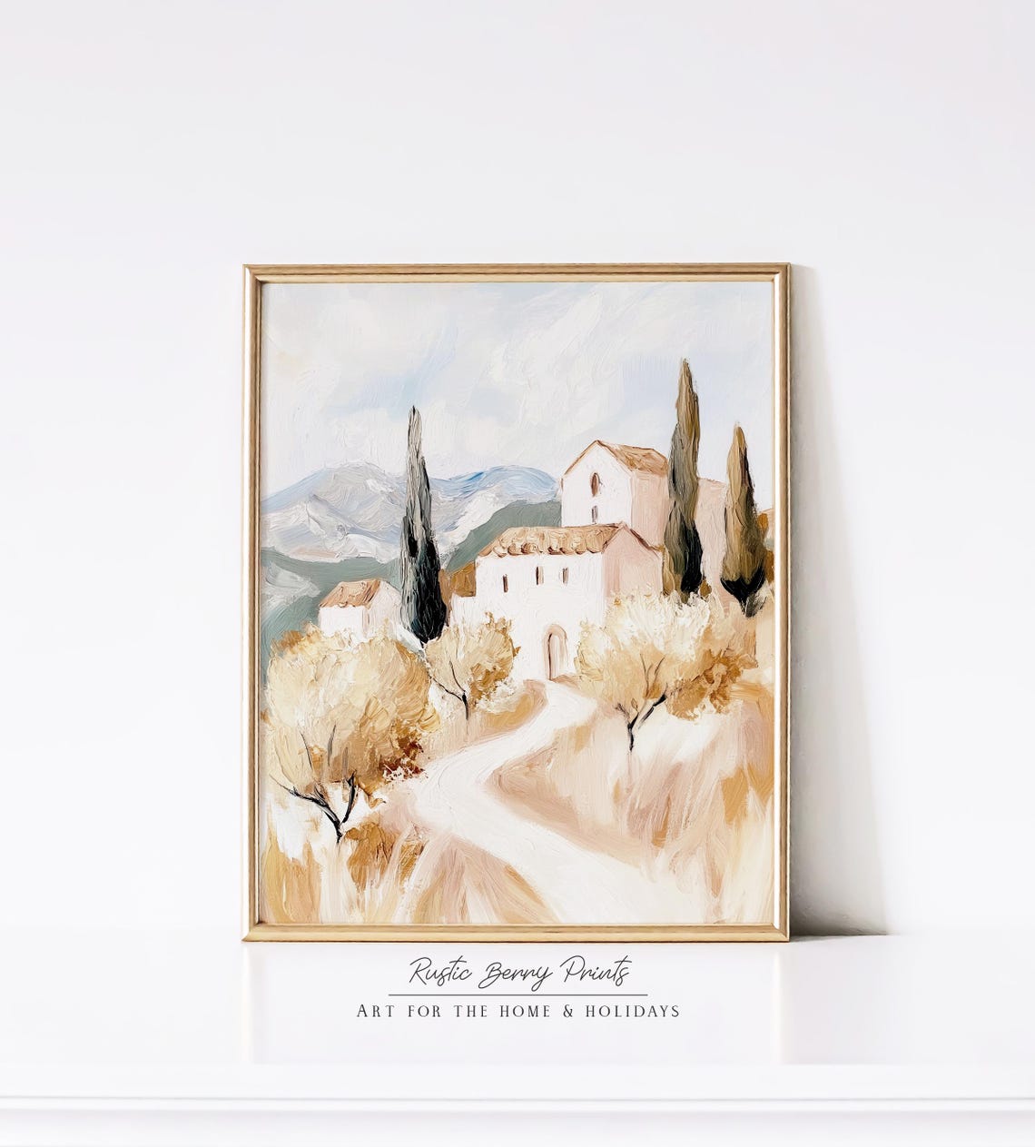 Tuscan Villa With Cypress Trees Golden Countryside Hills Italy Poster - Image 2