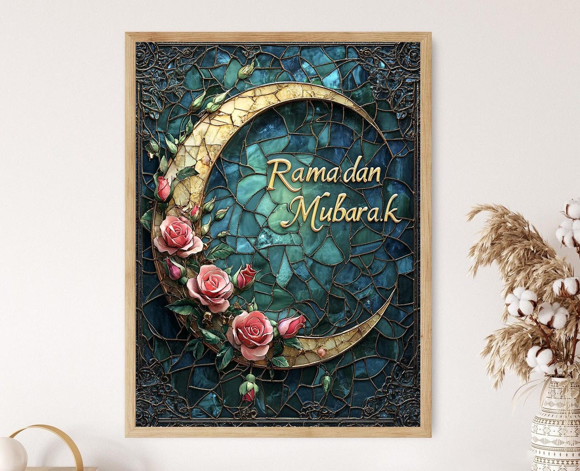 Ramadan Mubarak Poster Islamic Moon Illustration