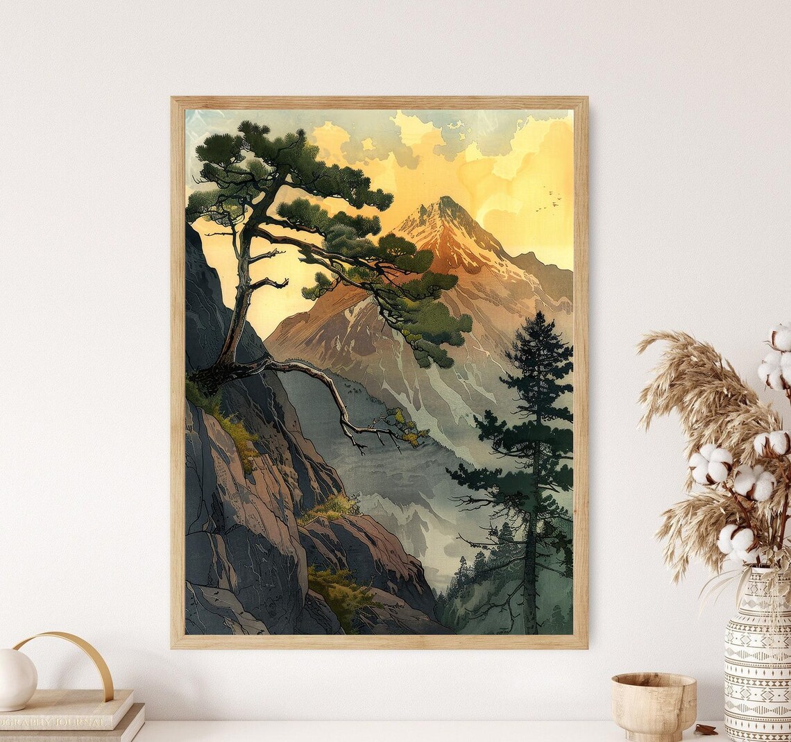 Hiroshi Yoshida-Inspired Majestic Mountain Art Print