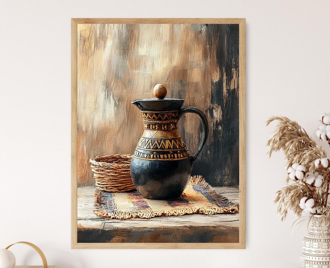 Ethiopian Jebena Art Print Traditional Coffee Pot